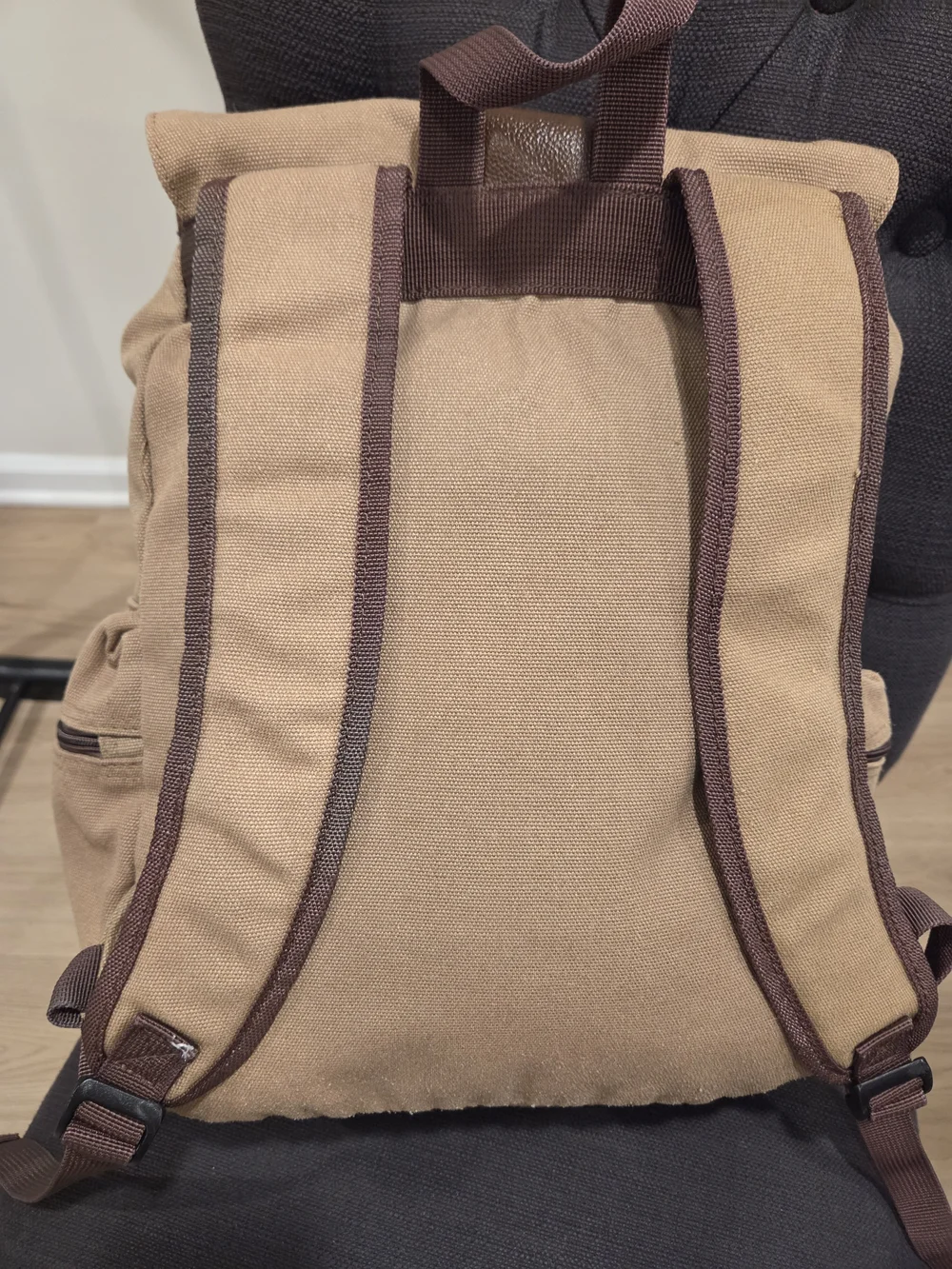 Bella Russo Backpack Unisex Medium Canvas Khaki Vintage Rucksack Gorpcore Bag